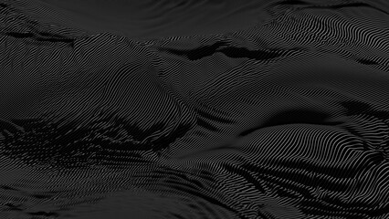 Abstract black and white background with depth of field effect - 3D rendering