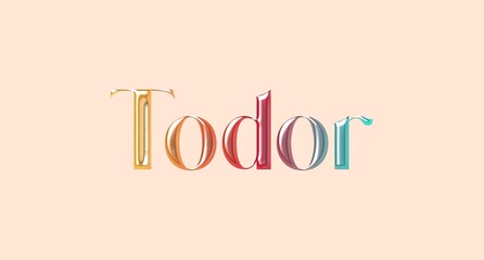 Todor name. European Name illustration. Colorful gradient graphic vector typography with removable background. 3D Separate european name.