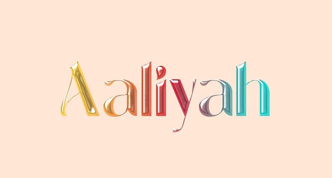  Aaliyah name. European Name illustration. Colorful gradient graphic vector typography with removable background. 3D Separate european name.