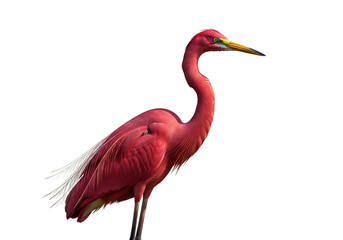 Fototapeta premium Elegant pink heron with a long beak perched on a dark background showcasing its vibrant plumage
