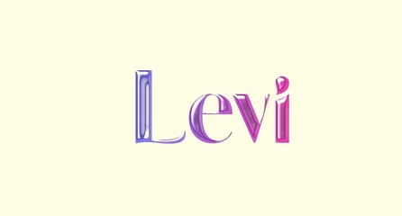 Levi name. European Name illustration. Colorful gradient graphic vector typography with removable background. 3D Separate european name.