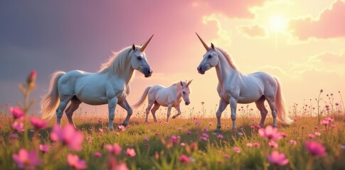 Group Unicorns Pink Meadow