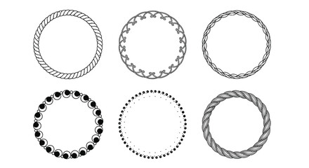Vector art of collection of various decorative circle frames isolated on white background