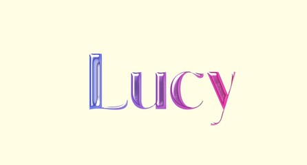 Lucy name. European Name illustration. Colorful gradient graphic vector typography with removable background. 3D Separate european name.