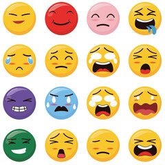 Fototapeta premium Diverse Emoji Set: Expressive Facial Expressions