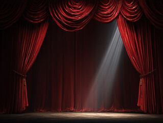 Red stage curtains theater background spotlight performance show presentation backdrop entertainment event design 100
