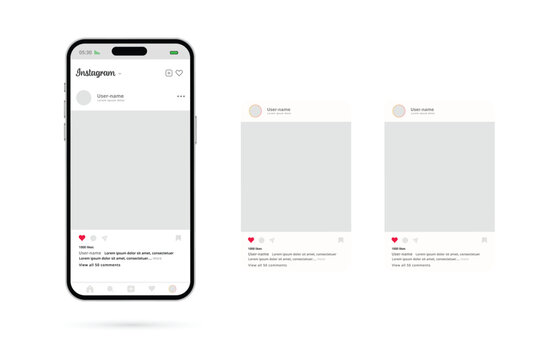 Instagram social Media pages, carousel, story Mockup:  A modern mobile phone mockup with a carousel, interface, highlighting the platform's design