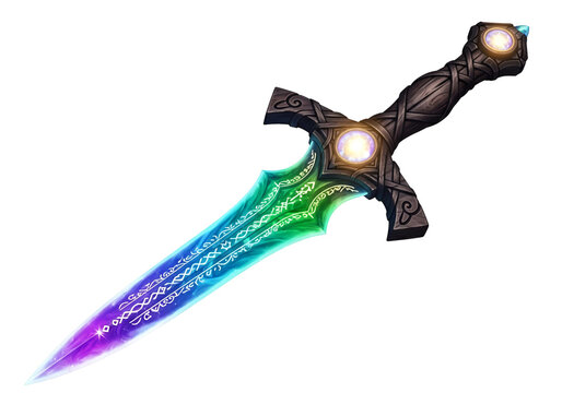 Enchanted Master Sword from The Legend of Zelda with Vibrant Rainbow Colors and Intricate Details