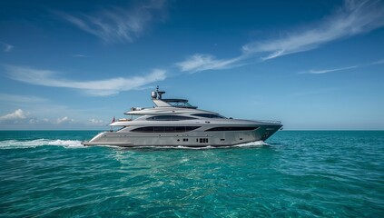 Luxury Yacht Sailing on Open Water
