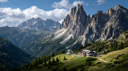 Dolomites italy mountain landscape scenic view hiking trails peaks nature travel destination beautiful sky clouds 100