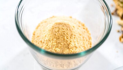 Light yellow powder in glass bowl