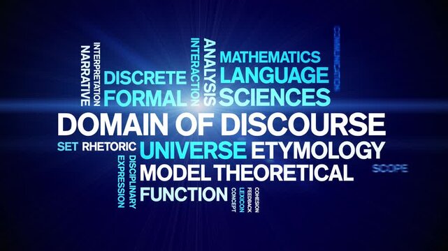 Domain of Discourse animated word cloud-text design animation tag kinetic typography seamless loop.