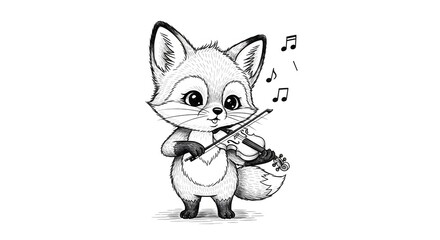 Obraz premium Cute animal character playing the violin. Generative AI.