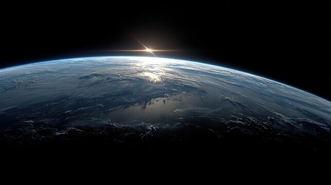 A serene image of Earth from orbit, half-lit by the sun, surrounded by the endless blackness of the cosmos.
