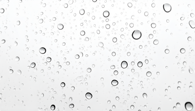 Raindrops on surface: Macro shot captures the gentle beauty of water droplets, glistening like tiny jewels, adhering to a smooth surface.