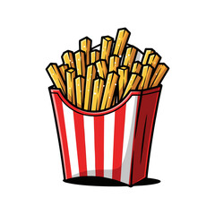 french fries in a white box