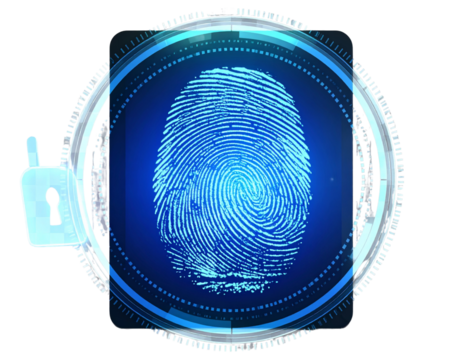 fingerprint on blue background