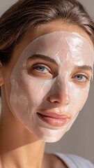 Sheet mask skincare concept - glowing skin, minimal setup