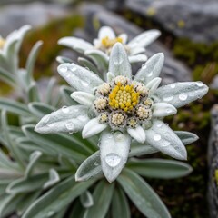 white flower in the rain