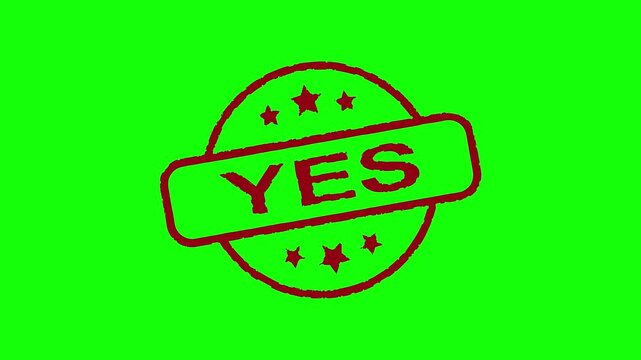 Yes - Stamp, Imprint, Seal Template. Motion Graphics Video Footage. Chroma key. 4K Stamp Imprint Seal Template Animation. Alpha Channel.