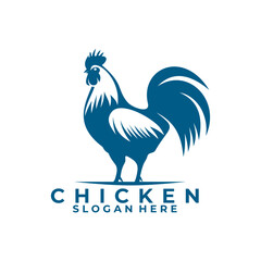 Simple chicken farm logo design vector template.
