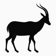 Antelope Silhouette Black Vector Elegant Wildlife Clipart for Design and Decoration