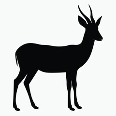 Antelope Silhouette Black Vector Elegant Wildlife Clipart for Design and Decoration
