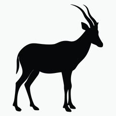 Antelope Silhouette Black Vector Elegant Wildlife Clipart for Design and Decoration