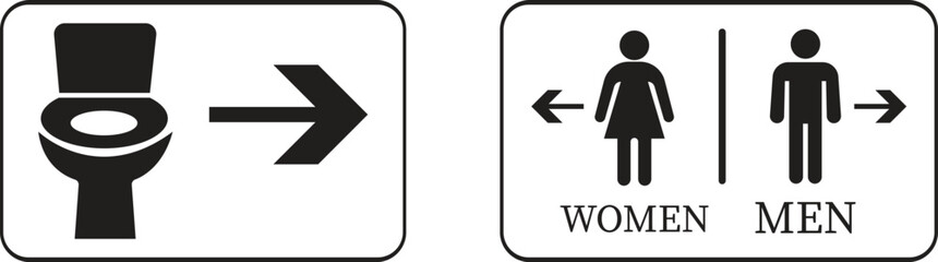 Toilet Icon set.square toilet signs collection, male, female and neutral gender, vector Illustration.Public bathroom pictogram. Male and female gender silhouette for lavatory door.