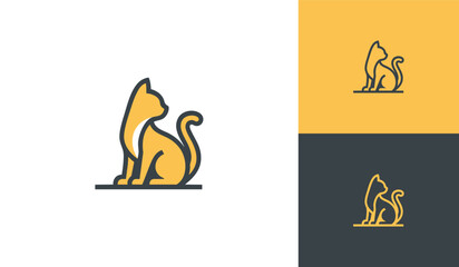 Minimalist Yellow Cat Logo Design