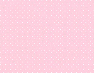A delicate pink background with evenly spaced white polka dots texture