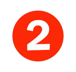 2 red number button stock illustration on white background