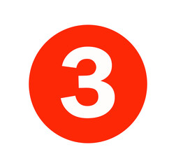 3 red number button stock illustration on white background
