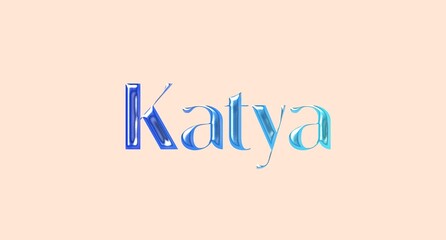 Katya name. European Name illustration. Colorful gradient graphic vector typography with removable background. 3D Separate european name.