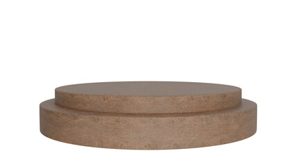 3D Render a round wooden table with a white background
