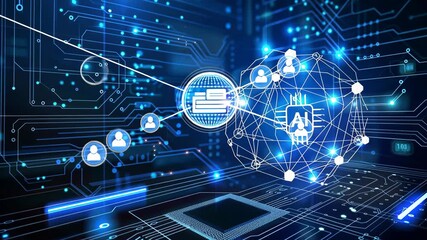 Digital AI Chip and Atomic Symbol with Circuit, Futuristic Vector - Powered by Adobe
