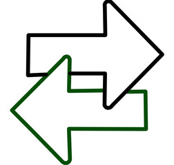 two arrows symbol pointing opposite direction on white background