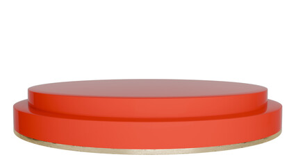 3D Render a red round table with a gold base