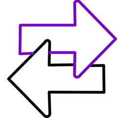 two arrows symbol pointing opposite direction on white background