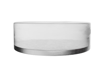 3D Render a clear glass bowl with a metal rim