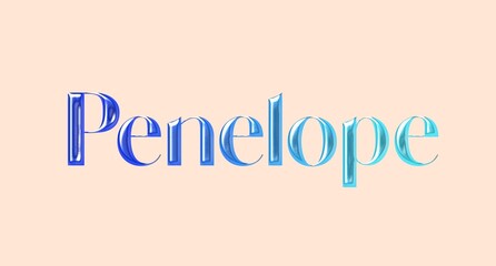Penelope name. European Name illustration. Colorful gradient graphic vector typography with removable background. 3D Separate european name.