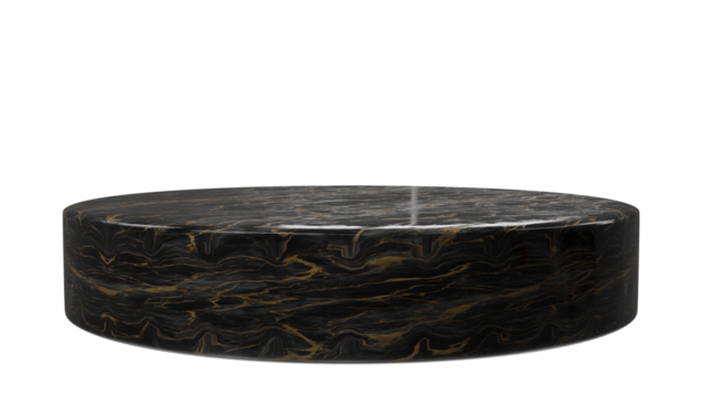 3D Render a black marble bowl with a gold swirl