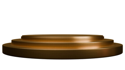 3D Render a round pedestal with a gold base on a white background