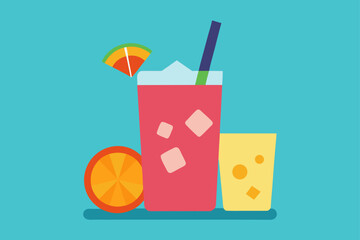 Cold Mocktail Set with Fruit Chunks and Ice