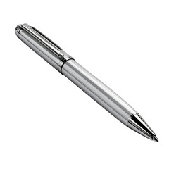 Silver ballpoint pen product shot