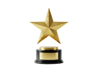Gold star award on transparent background base achievement and success symbol