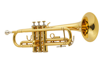 Obraz premium Gold trumpet musical instrument studio shot transparent background
