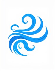 Fototapeta premium A stylized illustration of blue waves, showcasing fluid, swirling shapes that evoke a sense of movement and tranquility.
