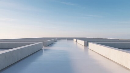 Minimalist Concrete Pathway Under a Clear Sky