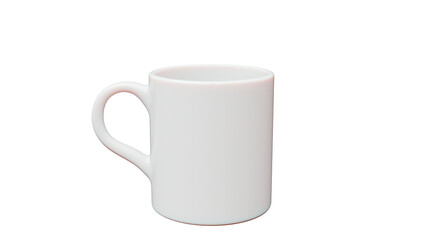 3D Render a white coffee cup with a handle on a white background